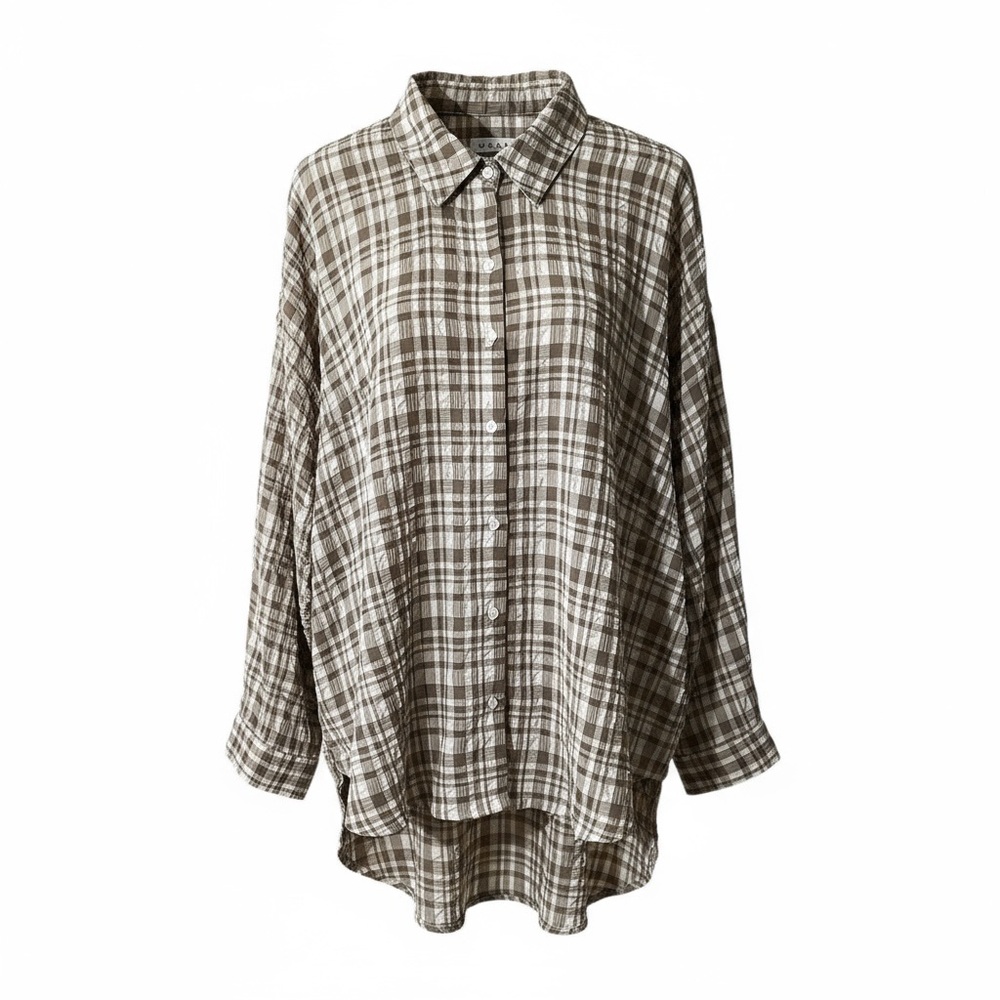 Wray Crinkle Nic Tortilla Chip Button Down Plaid Shirt